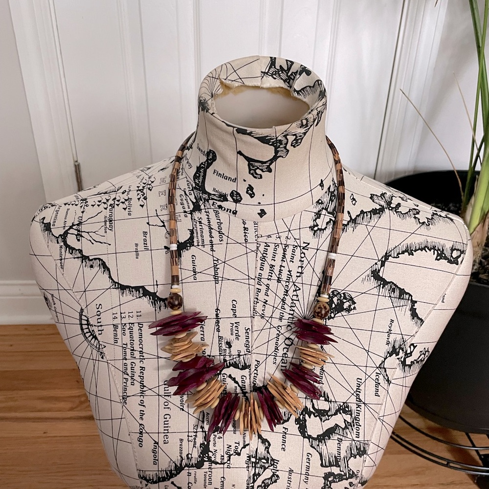 African Statement Boho Chunky Wood fashion native folk artisan vintage western